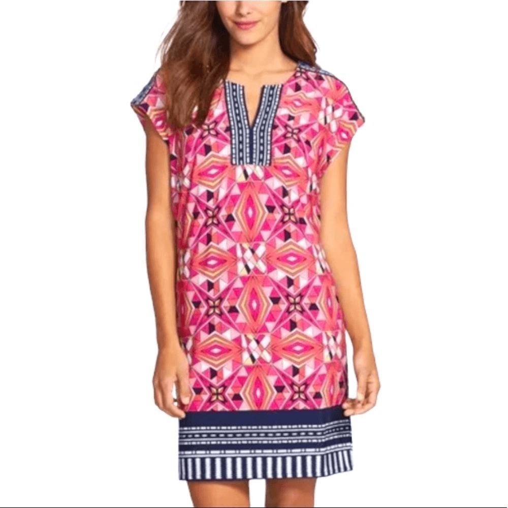 Laundry by Shelli Segal | Pink Geometric Shift Dress, size XS